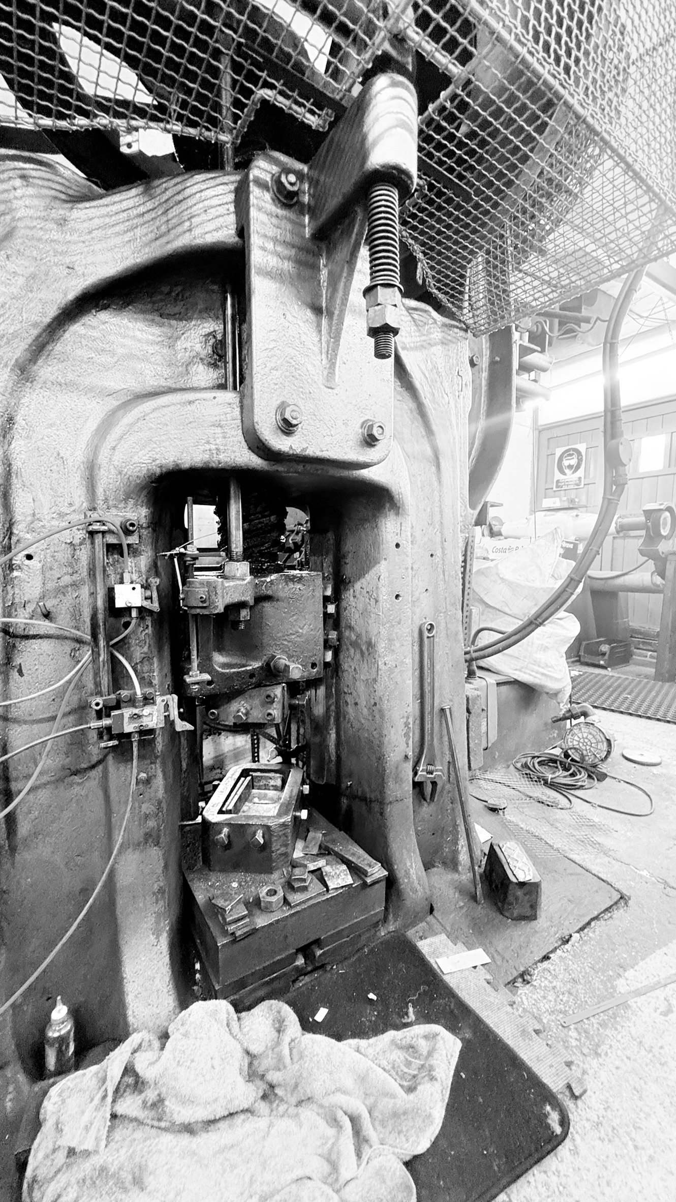 Hot forged steel in a modern forge workshop