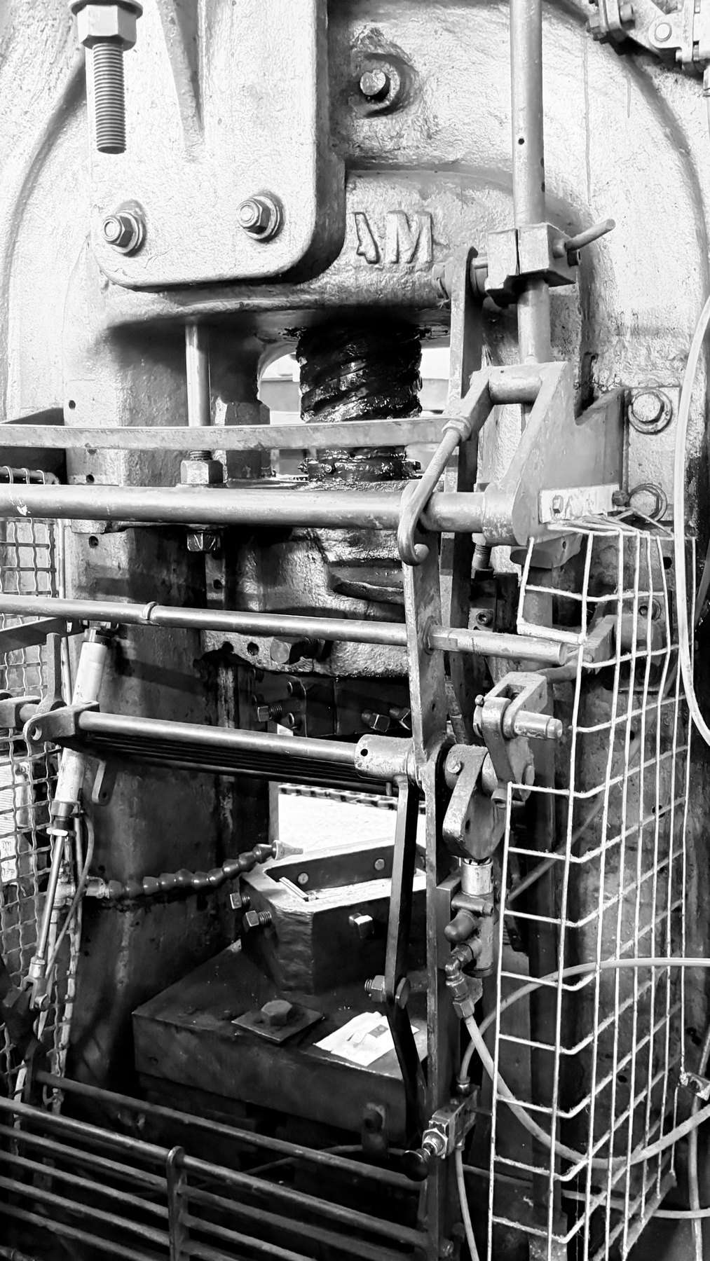 Front view of a forging press